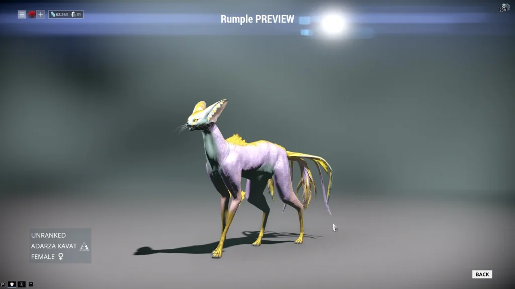 Adarza Kavat providing Cat’s Eye critical chance buff