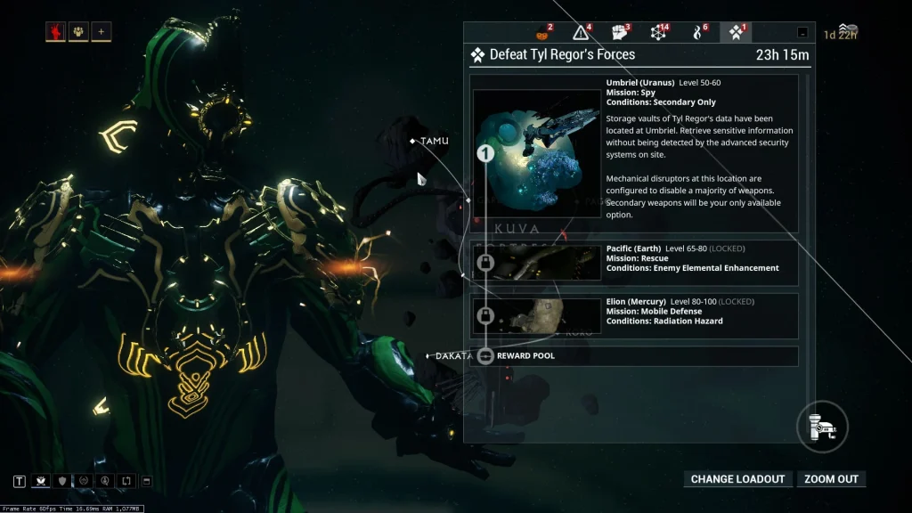 Endgame Warframe squad prepared for Sortie mission with optimized builds.