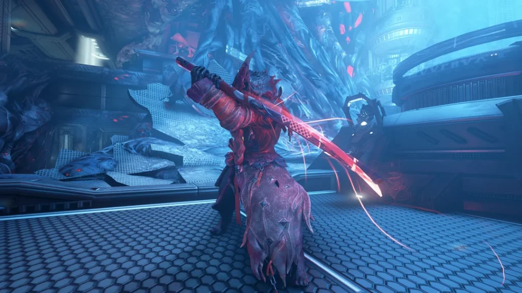 Excalibur performing Exalted Blade attack on Corpus enemies.