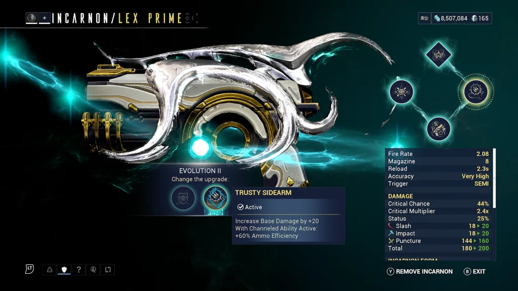 Lex Prime build Warframe secondary pistol