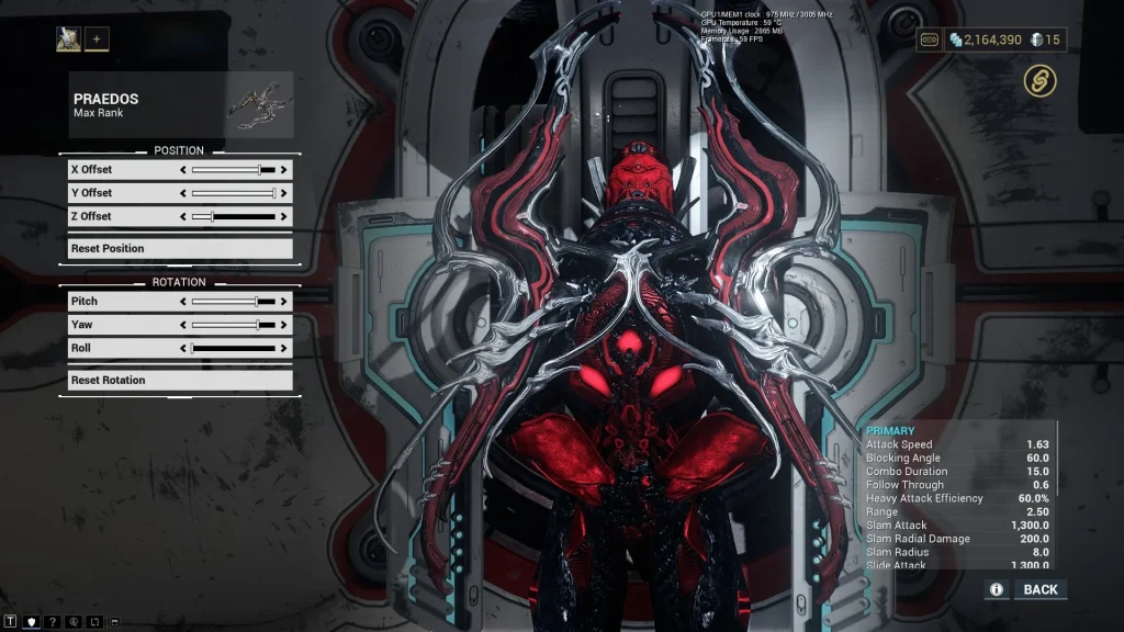 Praedos melee, one of the strongest Incarnon Weapons in Warframe, performing a spinning combo.