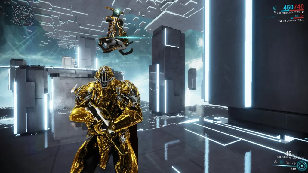 Rhino featured in best warframes for beginners using Iron Skin in Grineer mission.