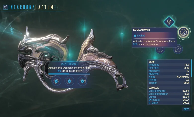 Warframe using Laetum in its Incarnon form during combat.